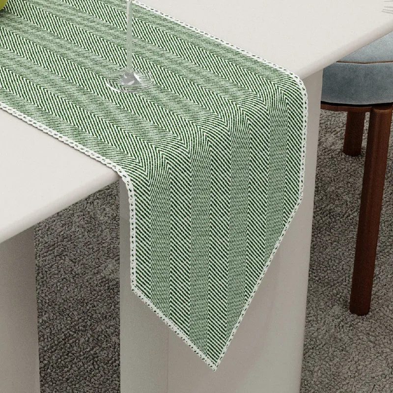 Runelle Cotton Table Runner - Green media 1