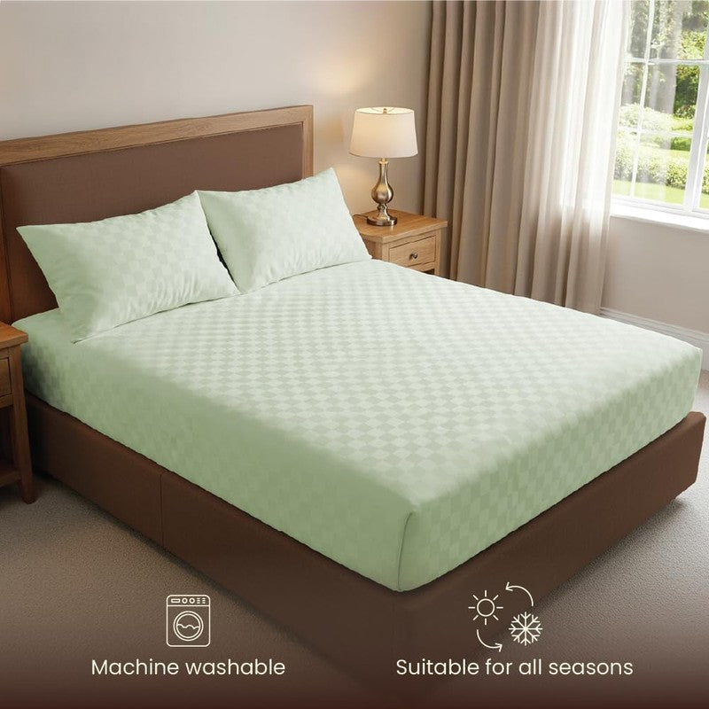 Urban Space Pastel Bliss Cotton Bedsheet (Mint) - 300 TC media 6