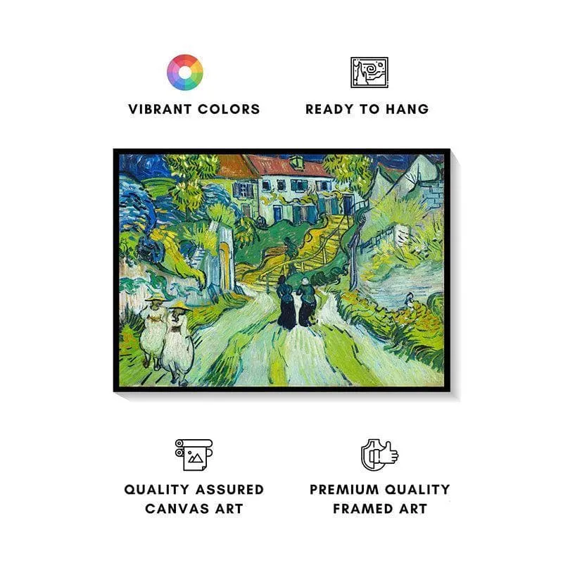 Stairway Canvas Painting - Black Frame media 4