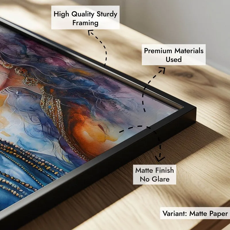 Yogamaya Lakshmi Spiritual Archival Paper Wall Painting With Frame - Black media 7