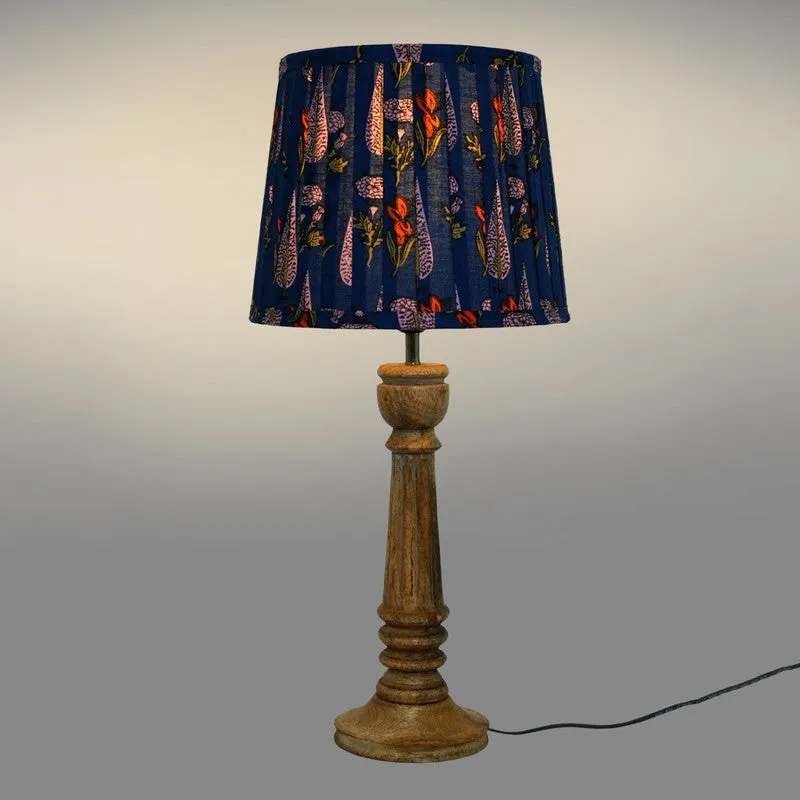 Blue Botanica Wooden Base Cotton Table Lamp - Multicolor media 4