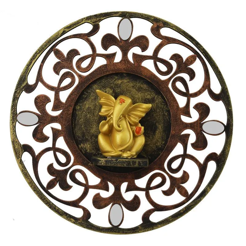 Ganesha Flora Religious Wooden Wall Accent media 3