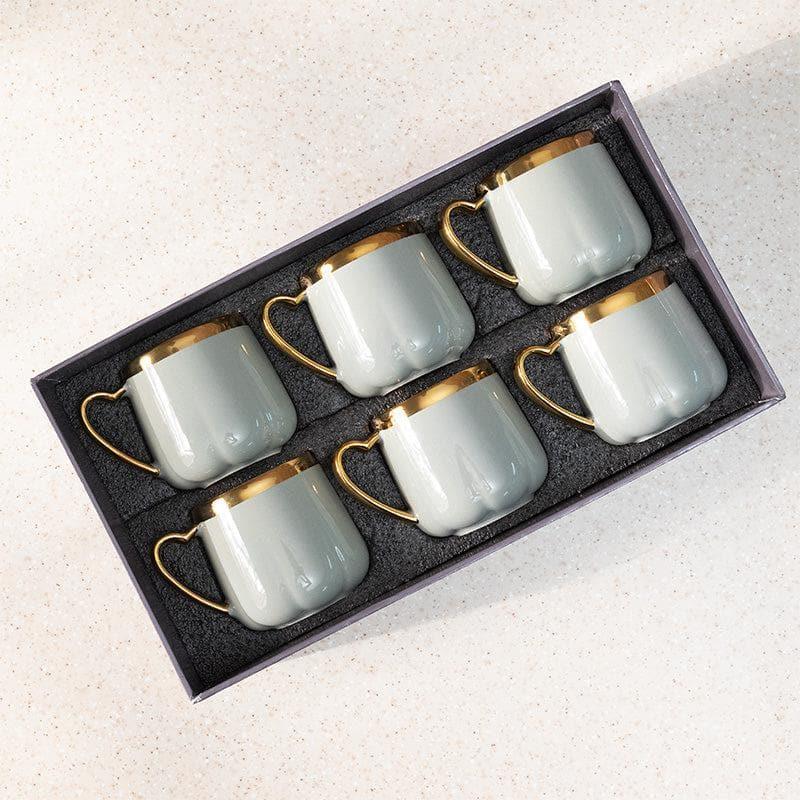 Cupino Porcelain Tea Cup (220 mL Each/Grey) -  Set of Six media 5
