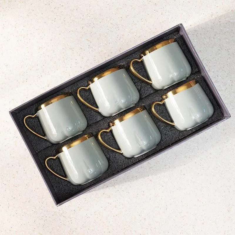 Cupino Porcelain Tea Cup (220 mL Each/Grey) - Set of Six media 5