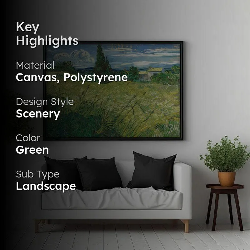 Green Field By Vincent Van Gogh - Black Frame media 2