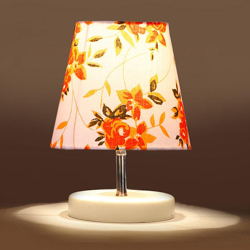 Vero Ibis flora Fabric Table Lamp - White,Orange
