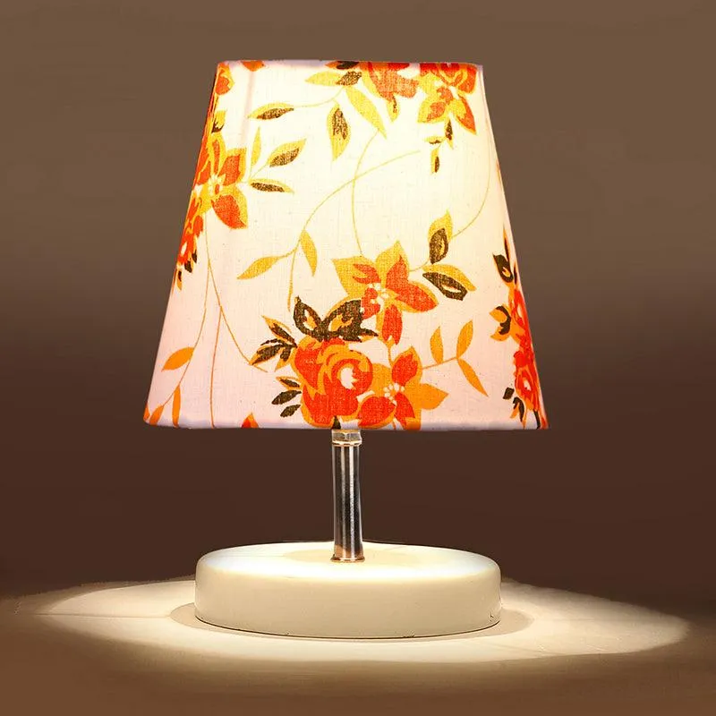 Vero Ibis flora Fabric Table Lamp - White,Orange media 1