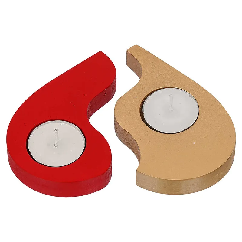 Yin Yang Heart Wood Tea Light Holder - Set Of Two media 4