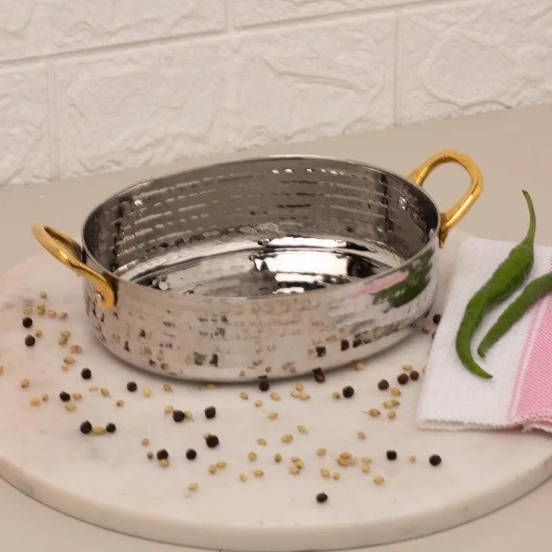 Vintage Allure Hammered Oval Kadhai Serving Pot - 600 ML media 3