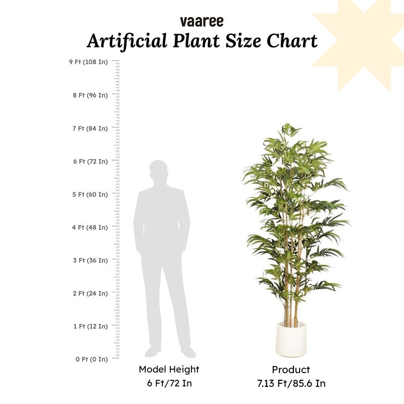 Artificial Bamboo Plant With Black Fiber Pot - 7 Feet media 8
