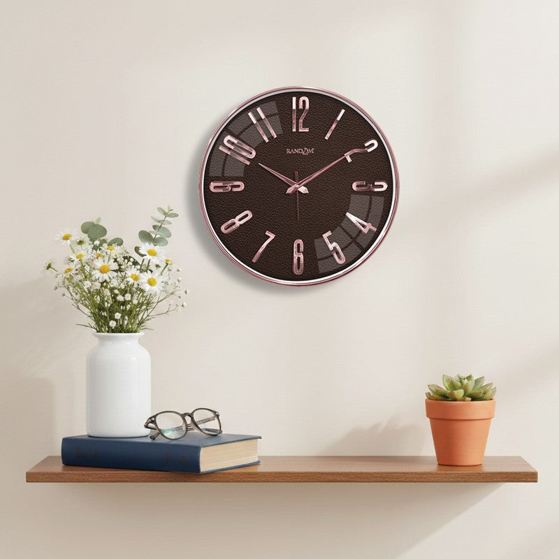 Elite Regal Numeric Plastic Wall Clock - Rose Gold & Brown