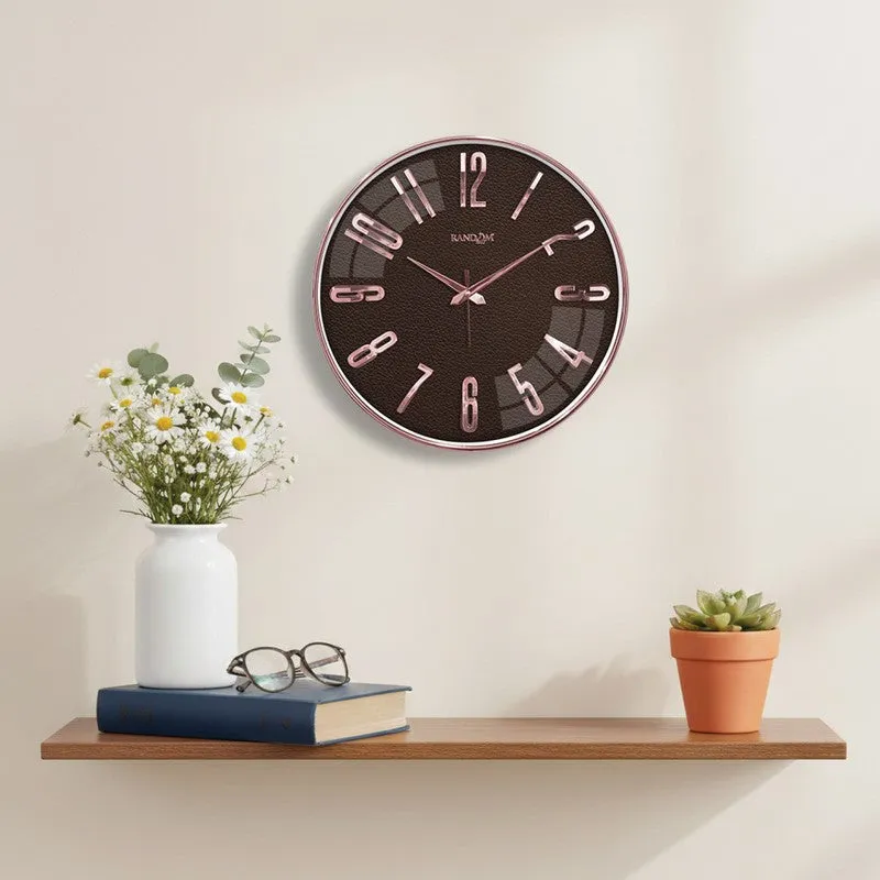 Elite Regal Numeric Plastic Wall Clock - Rose Gold & Brown media 1