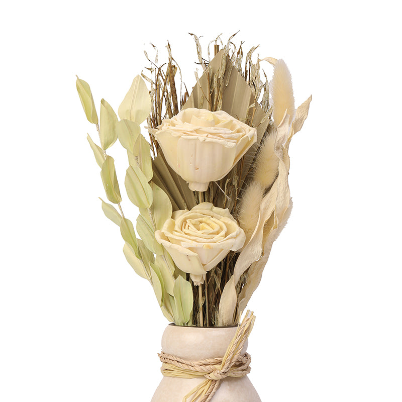 Buttercup Roses Artificial Flower With Ceramic Bottle media 3
