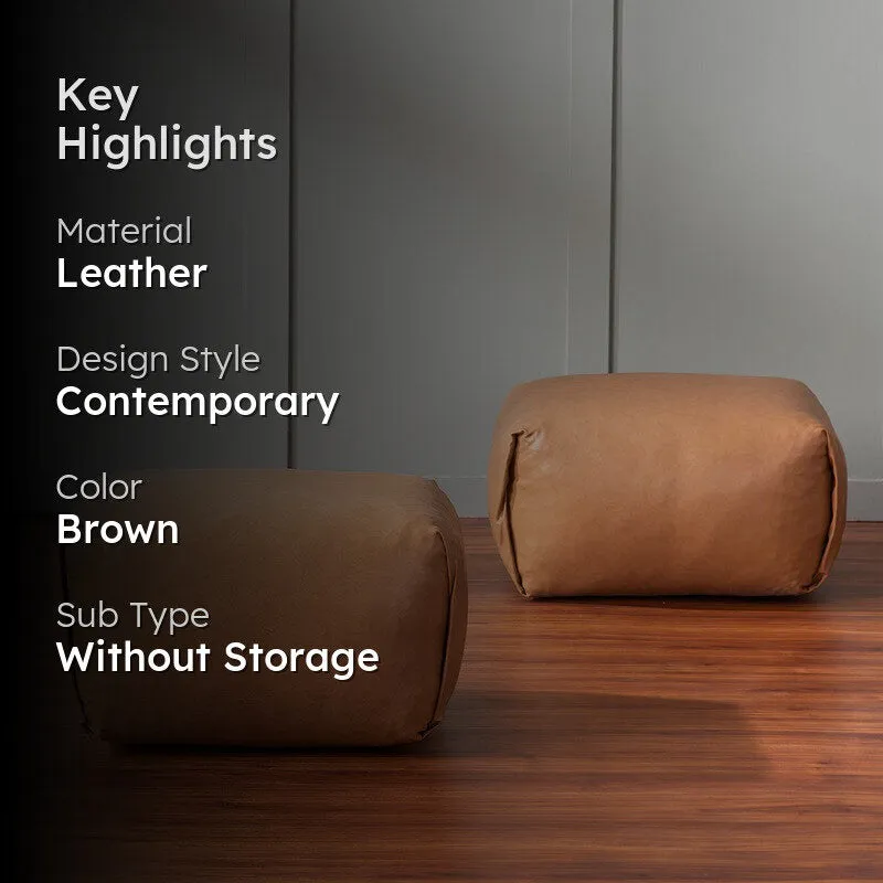 Simple Geometry Pouffe (Brown) - Set Of Two media 2