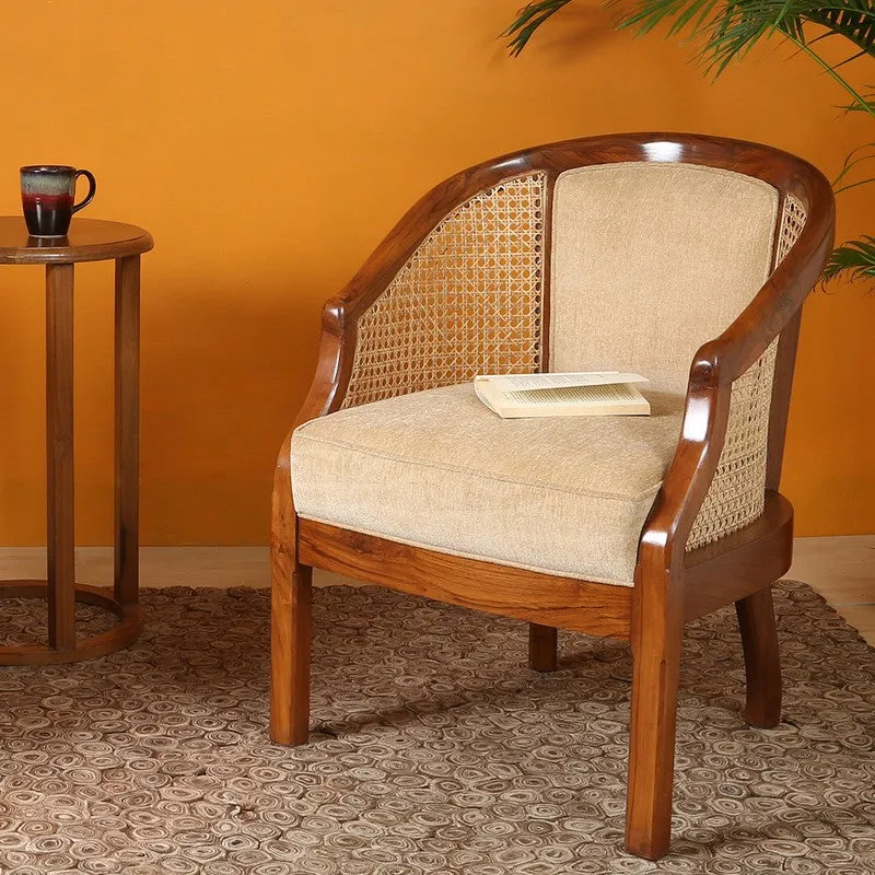 Dura Barrel Teak Wood Accent Chair media 3