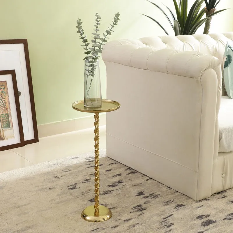 Spiral Base Aluminum Side Table - Gold media 1