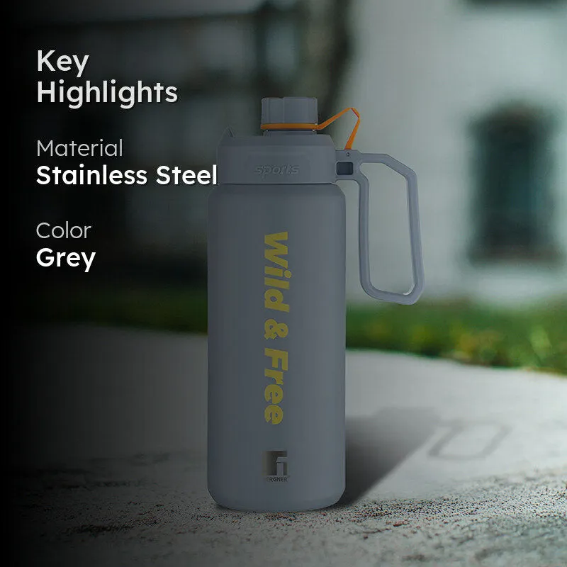 Bergner Thermolux Double Walled Hot & Cold Flask (Grey) - 1000 mL media 2