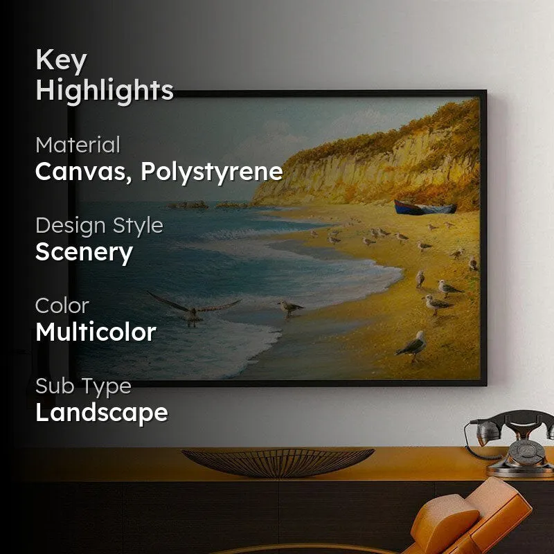 The Beach Canvas Wall Painting - Black Frame media 2