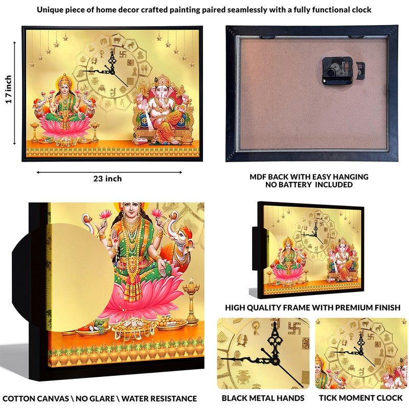 Lakshmi Ganesh Wall Art With Clock media 7