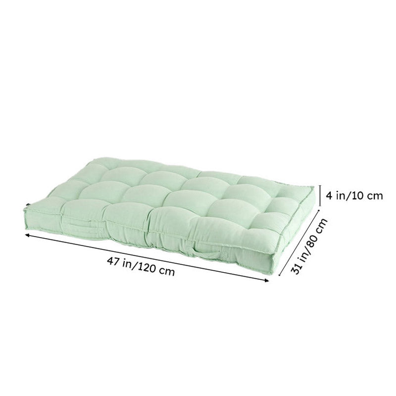 Plushport Solid Cotton Floor Cushion (Green) - Set Of Two media 7