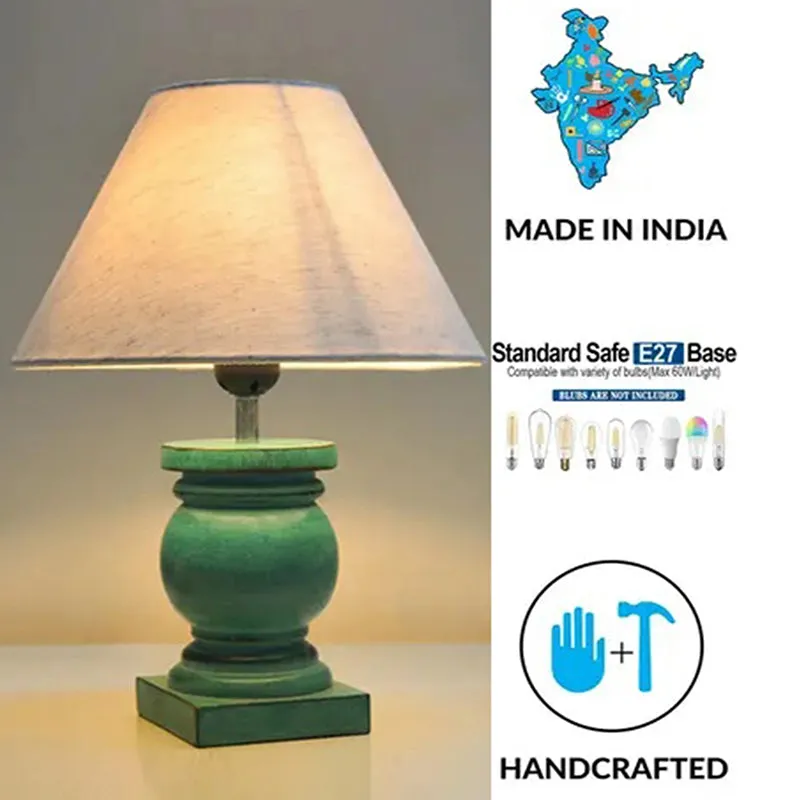 Aliora Nova Wooden Table Lamp - Ivory,Green media 4