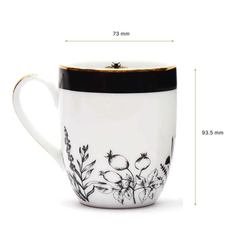 Gilded Bee Coupe 24k Gold Brushed Porcelain Coffee Mug (280 mL Each) - Set Of Six media 9