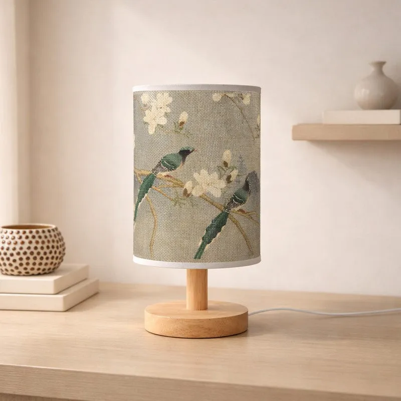 Artistic Bird Jute & Wooden Table Lamp - Green media 5