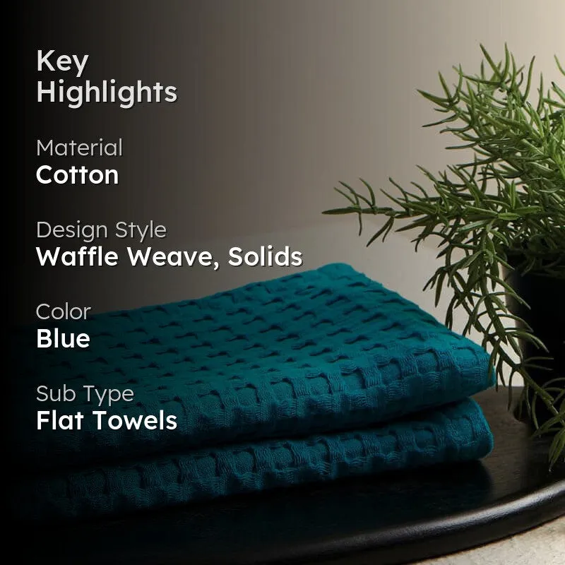 Alyssa Waffle Hand Towel (Blue) - Set Of Two media 2