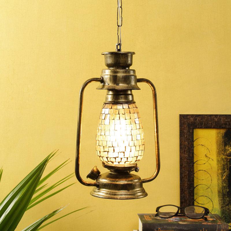 Avina Mosaic Lantern Glass Ceiling Lamp - Metallic media 2