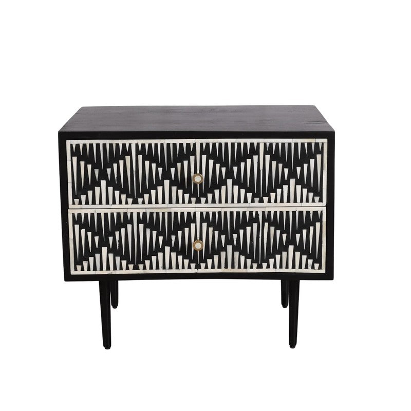 Modern Black Bone Inlay Bedside Table media 6