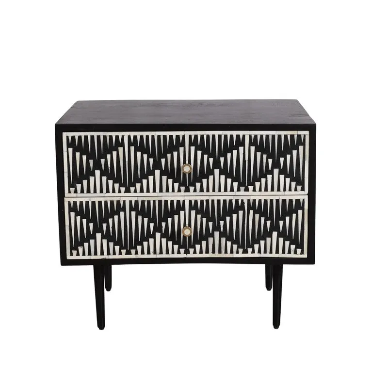 Modern Black Bone Inlay Bedside Table media 6