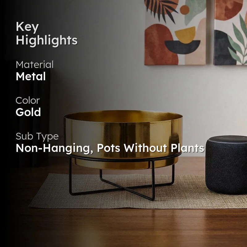 Gold planter with key highlights overlay
