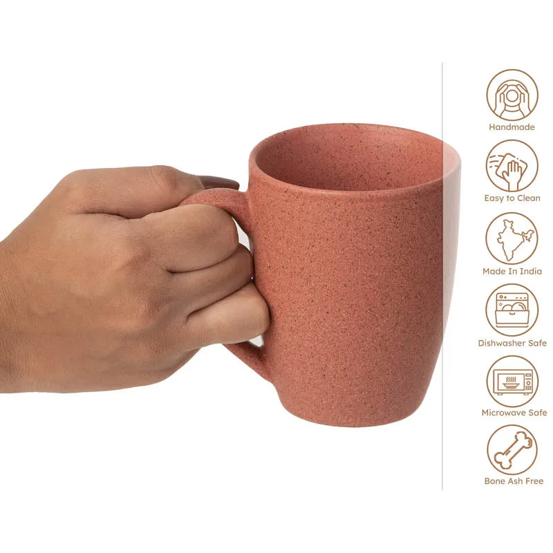 Sip & Style Ceramic Coffee Mug (Pastel Red/300 mL Each) - Set Of Four media 6