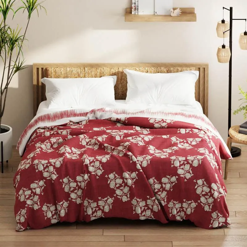 Minas Floral Reversible Microfiber Comforter (Red) - 120 GSM media 7
