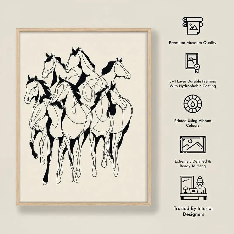 Horse in Harmony Wall Painting With Brown Frame media 10