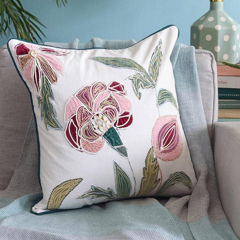 Jacobean Rose Embroidered Cushion Cover image 2