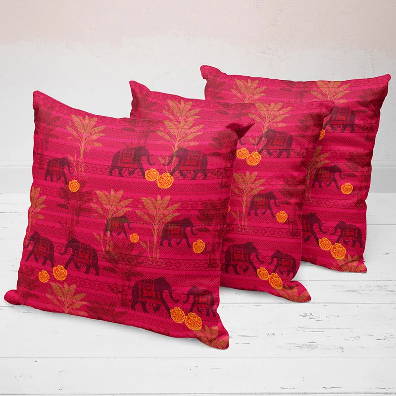 Savannah Haathi Printed Cushion Cover Set - Set Of Three media 1