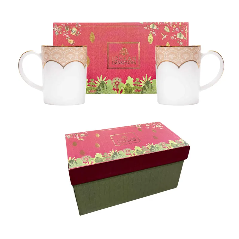 Gilded Legacy Slim 24k Gold Brushed Porcelain Coffee Mug (280 mL Each/Peach) - Set Of Two media 7