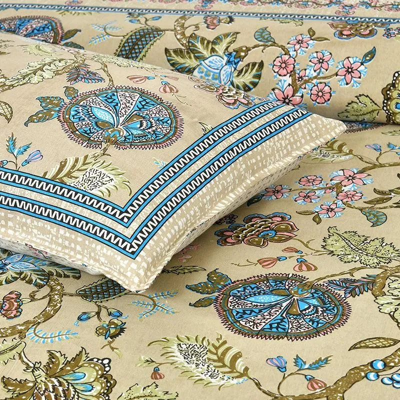 Tribhuna Printed Cotton Bedsheet (Yellow,Blue) - 160 TC media 3