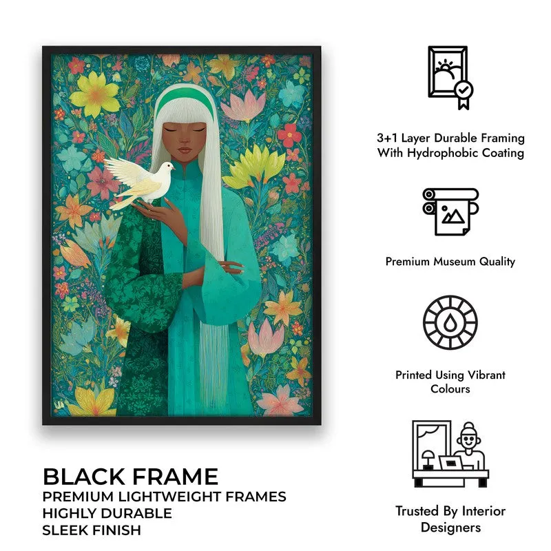 Dove Whisper Canvas Wall Painting - Black Frame media 10