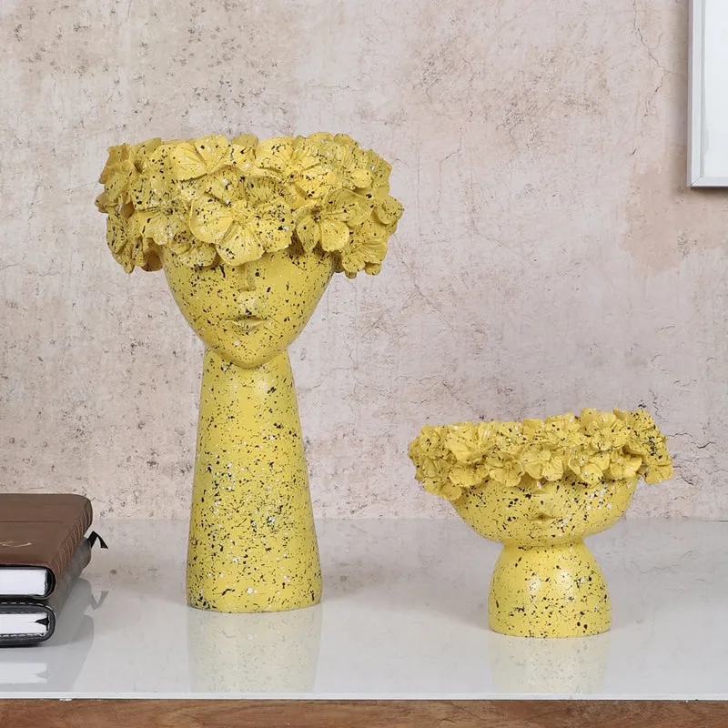 Flora Sculpt Showpiece (Yellow) - Set Of Two media 1