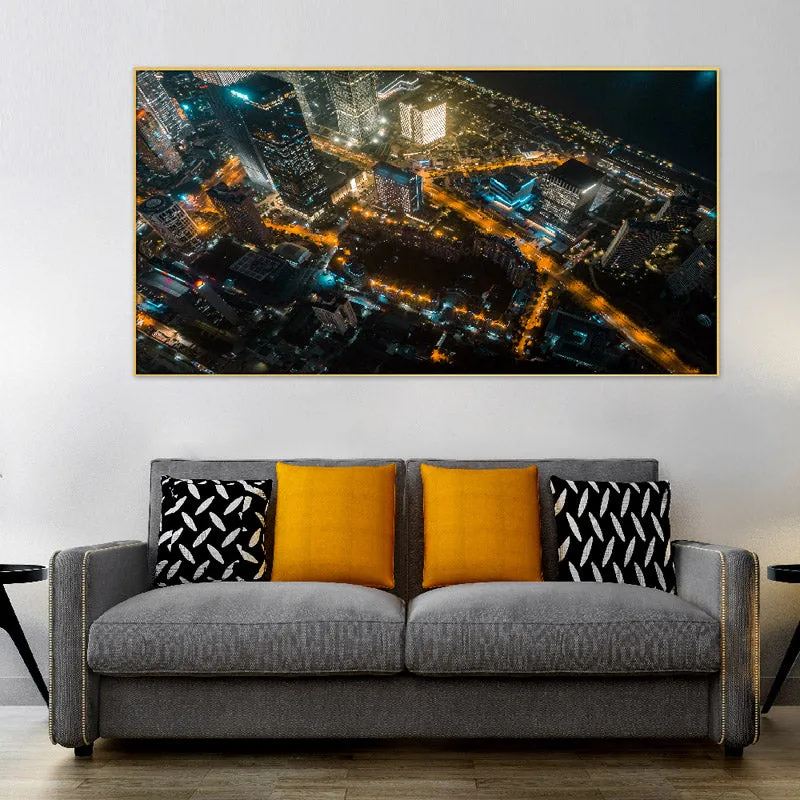 Ariel City Lights View Canvas Wall Painting media 1