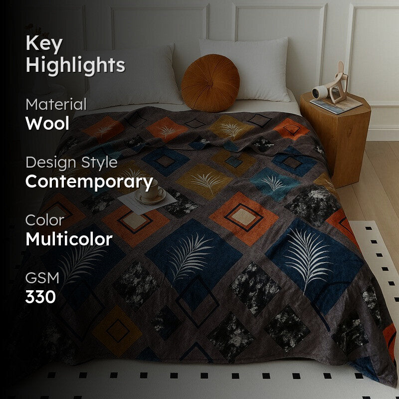 Petanox Floral Woolen Blanket (Multicolor) - 330 GSM media 2
