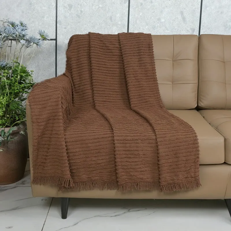 LuxeLayer Cotton Throw (Brown) - Set Of Two media 3