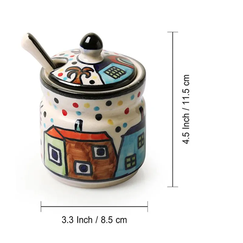 Coastal Cottage Handpainted Ceramic Jar (280 ML) - Four Piece Set media 7