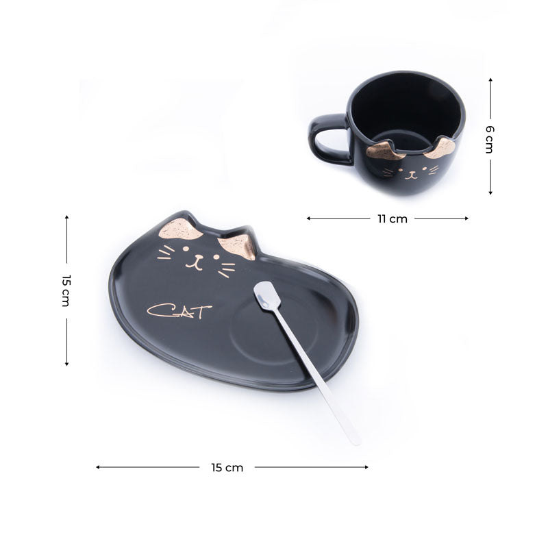 Whisker Tales Black Mug & Snack Plate (200 ML) - Three Piece Set media 5