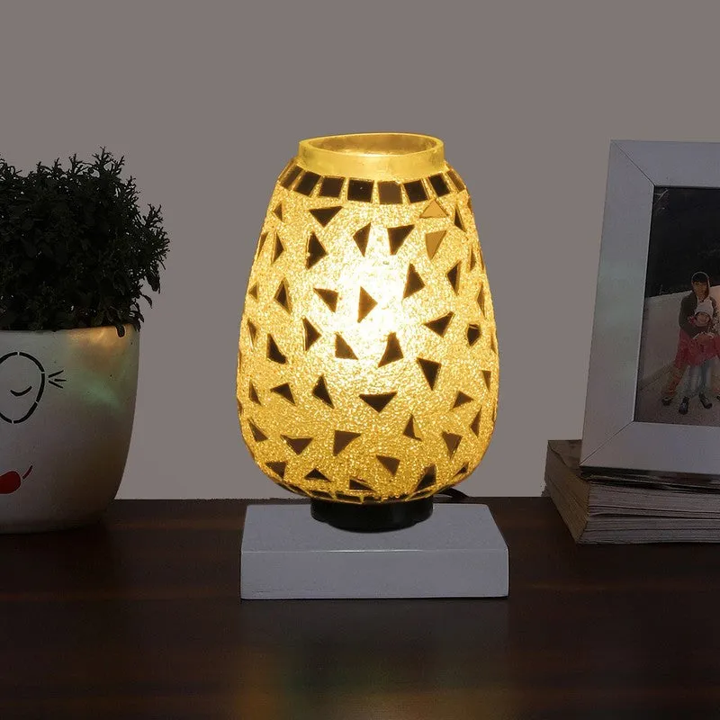 Moonellis Mosaic Glass Table Lamp With Wooden Base media 3