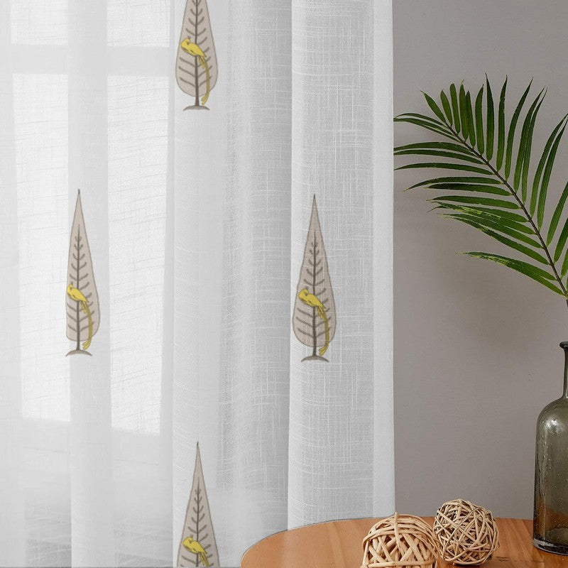 Tranquebar Home Leafy Escape Polyester Curtains(Olive Green) - Set Of Two media 5