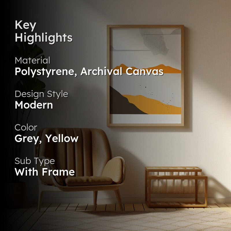Golden Landscape Archival Canvas Wall Art - Natural Brown Frame media 2