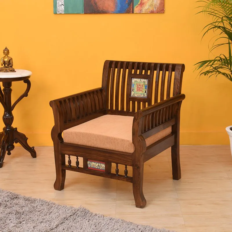 Nyle Teak Wood Accent Chair media 1